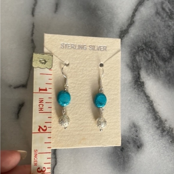 Real turquoise stone sterling silver earrings - Picture 3 of 5